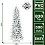 Fraser Hill Farm 7.5 ft. Slim Mountain Pine Flocked Pre-Lit Artificial Christmas Tree, 500 Lights (FFMPS075-6SN)	~#|#~sp227532221_sc7