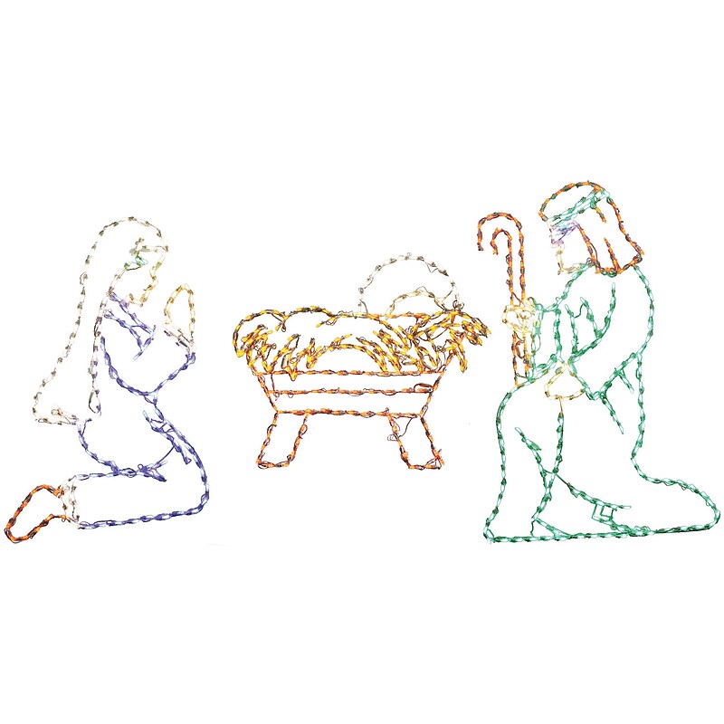 Fraser Hill Farm Christmas Giant Outdoor LED Lights, 3-Piece Nativity Set (FFCHLED003-NTV0-MTL) image 1
