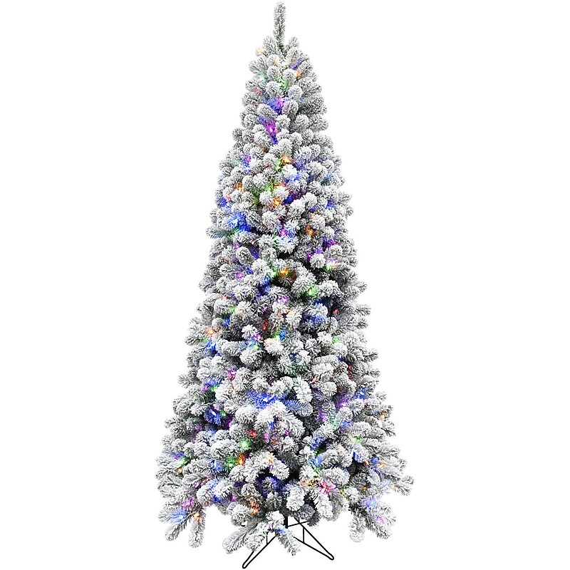 Fraser Hill Farm 9 ft. Flocked Alaskan Pine Pre-Lit Artificial Christmas Tree, 900 Lights (FFAF090-6SN) image 1