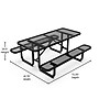Flash Furniture Mantilla Rectangular Outdoor Picnic Table with Mesh Top and Seats, 6' Black (SLFEML72BK)~#|#~sp227538306_sc7