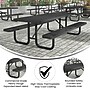 Flash Furniture Mantilla Rectangular Outdoor Picnic Table with Mesh Top and Seats, 8' Black (SLFEML96BK)~#|#~sp227539168_sc7