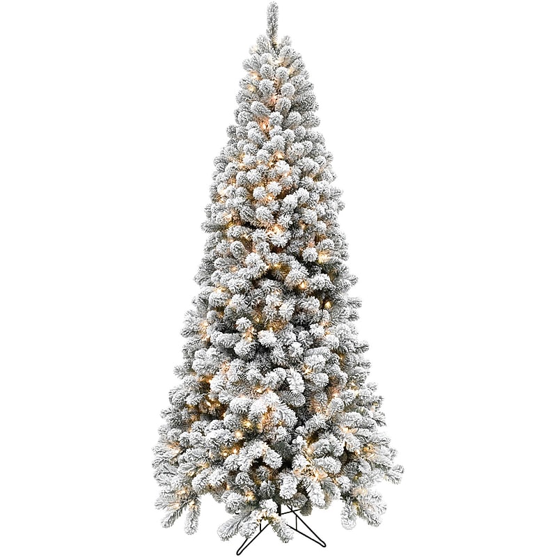 Fraser Hill Farm 7.5 ft. Flocked Alaskan Pine Pre-Lit Artificial Christmas Tree, 800 Lights (FFAF075-3SN) image 1