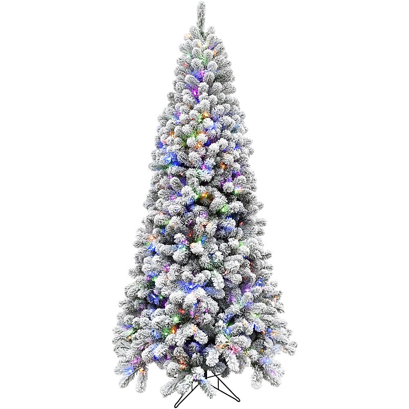 Fraser Hill Farm 6.5 ft. Flocked Alaskan Pine Pre-Lit Artificial Christmas Tree, 550 Lights (FFAF065-6SN) image 1