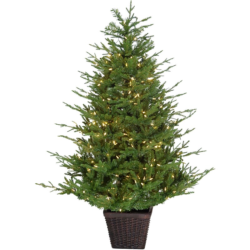 Fraser Hill Farm 5-ft. Adirondack Pre Lit Potted Christmas Tree Decor (FFAD060P-5GR) image 1