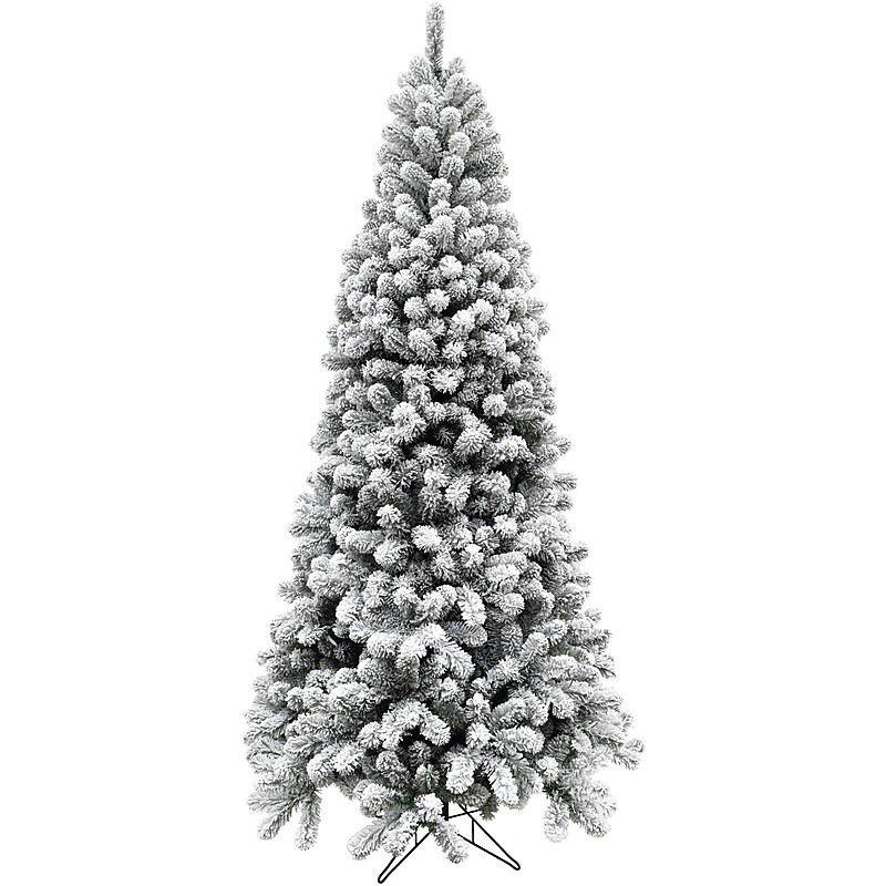 Fraser Hill Farm 6.5 ft. Flocked Alaskan Pine Artificial Christmas Tree (FFAF065-0SN) image 1