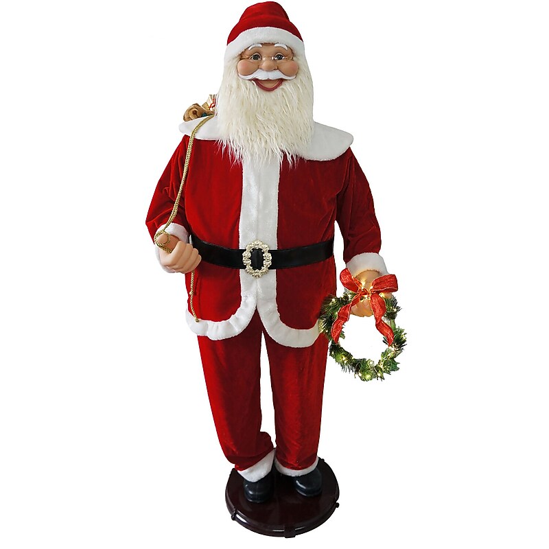 Fraser Hill Farm 58" Traditional Dancing Santa with Wreath & Gift Sack (FASC058-2RD3) image 1