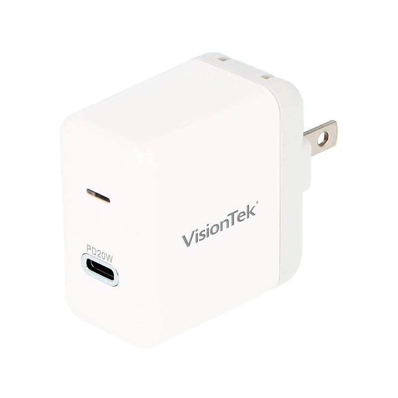 VisionTek USB-C 20W Power Adapter, White (901418) image 1