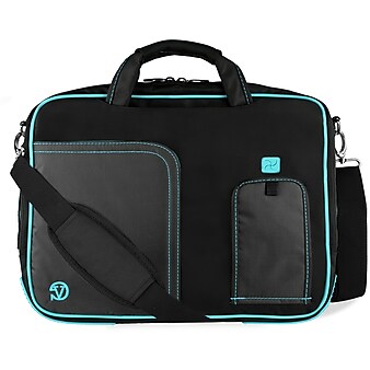 Vangoddy Nylon Business Messenger Bag, Black/Aqua (PT_NBKLEA781_17)