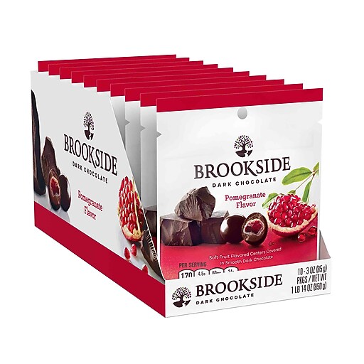 Brookside Dark Chocolate Pomegranate Flavor, 3 oz, Pack of 10 (246