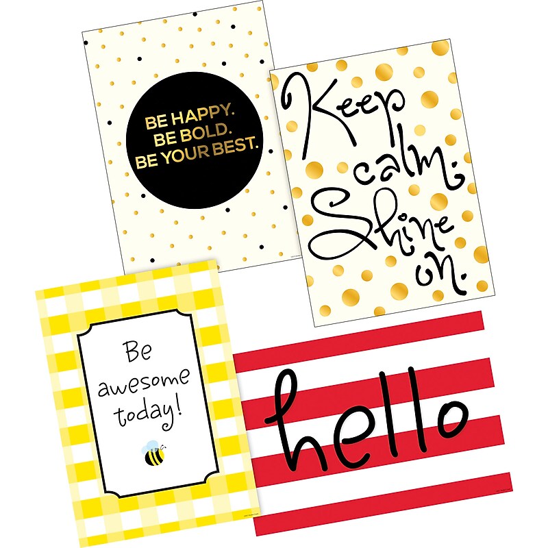 Barker Creek Hello! You're Awesome & Shine on! Posters, 4/Set (BC3604) image 1