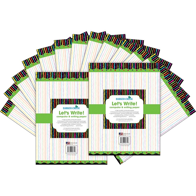 Barker Creek Neon Computer Paper, 8.5" x 11", 60 lbs., Multicolored, 100 Sheets/Pack (BC3610) image 1