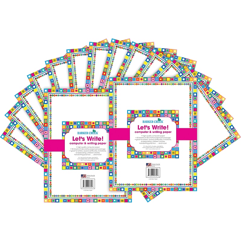 Barker Creek Retro Computer Paper, 8.5" x 11", 60 lbs., Multicolored, 100 Sheets/Pack (BC3612) image 1