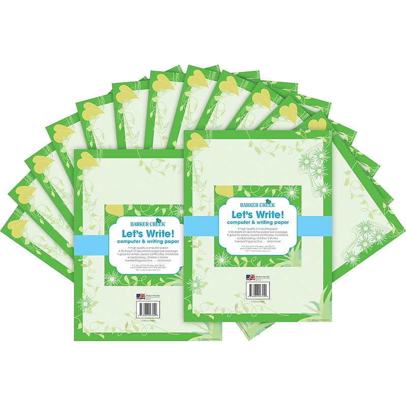 Barker Creek Go Green Computer Paper, 8.5" x 11", 60 lbs., Green, 100 Sheets/Pack (BC3613) image 1
