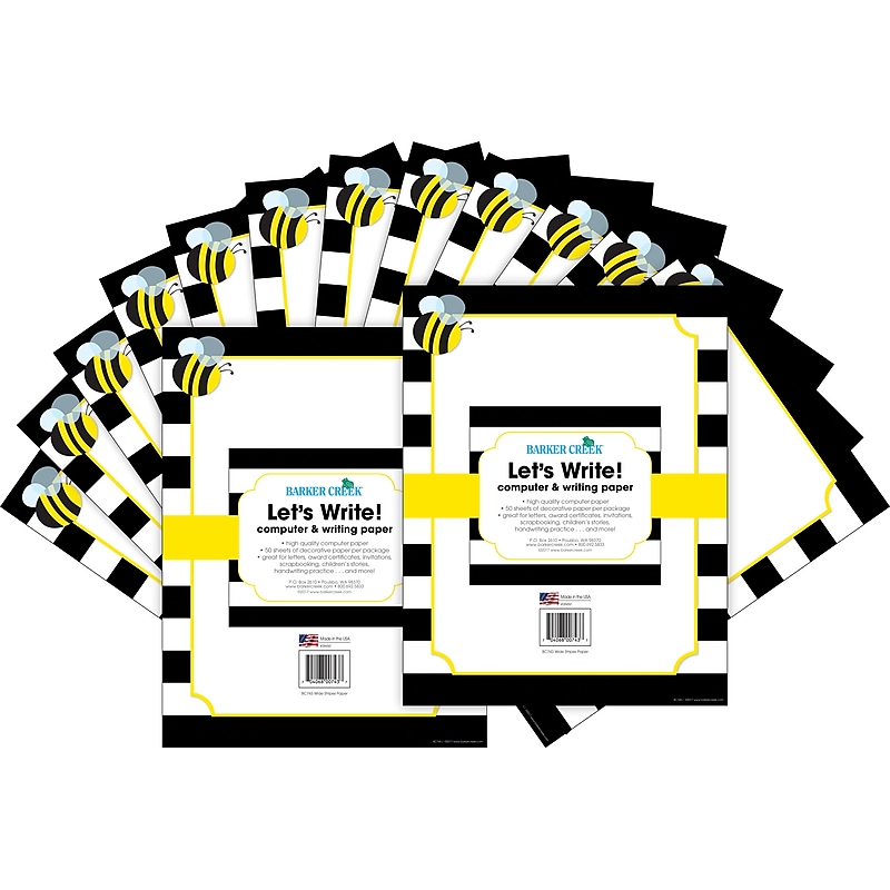 Barker Creek Wide Stripes Computer Paper, 8.5" x 11", 60 lbs., Multicolored, 100 Sheets/Pack (BC3626) image 1