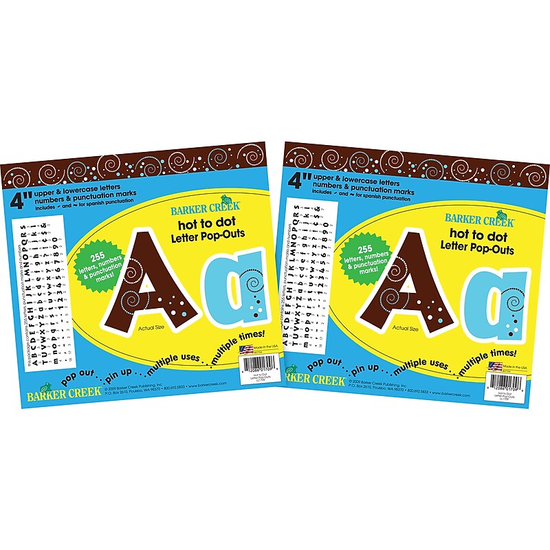 Barker Creek Dots  4" Letters and Numbers, Multicolored, 510/Pack (BC3633) image 1