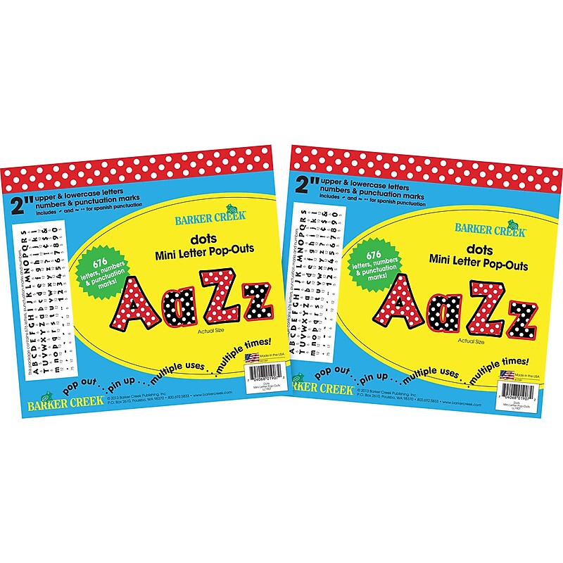Barker Creek Dots  2" Letters and Numbers, Multicolored, 1352/Pack (BC3655) image 1