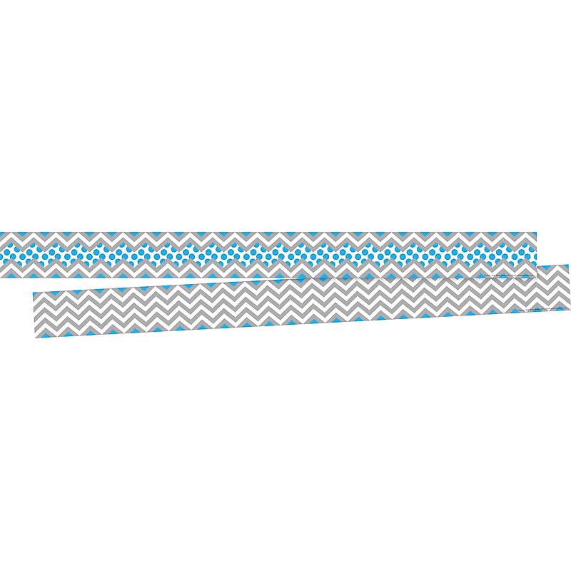 Barker Creek Double-Sided Border, 35" x 3", Gray & Blue Chevron, 24/Pack (BC3657) image 1
