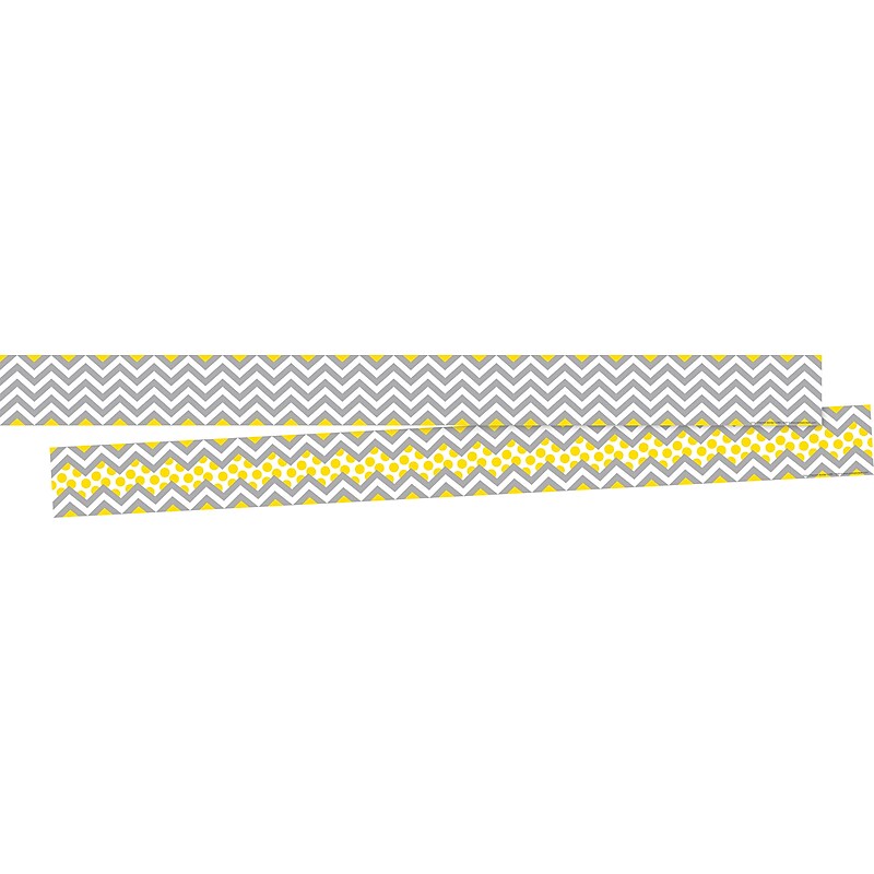 Barker Creek Double-Sided Border, 35" x 3", Gray & Yellow Chevron, 24/Pack (BC3691) image 1