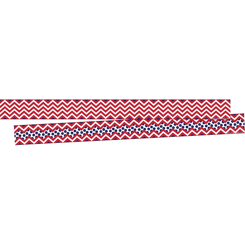 Barker Creek Double-Sided Border, 35" x 3", Red & Navy Chevron, 24/Pack (BC3693) image 1