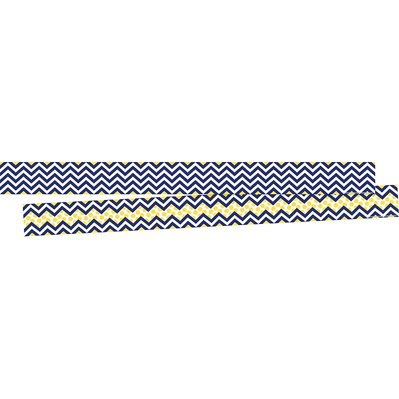 Barker Creek Double-Sided Border, 35" x 3", Navy & Yellow Chevron, 24/Pack (BC3694) image 1