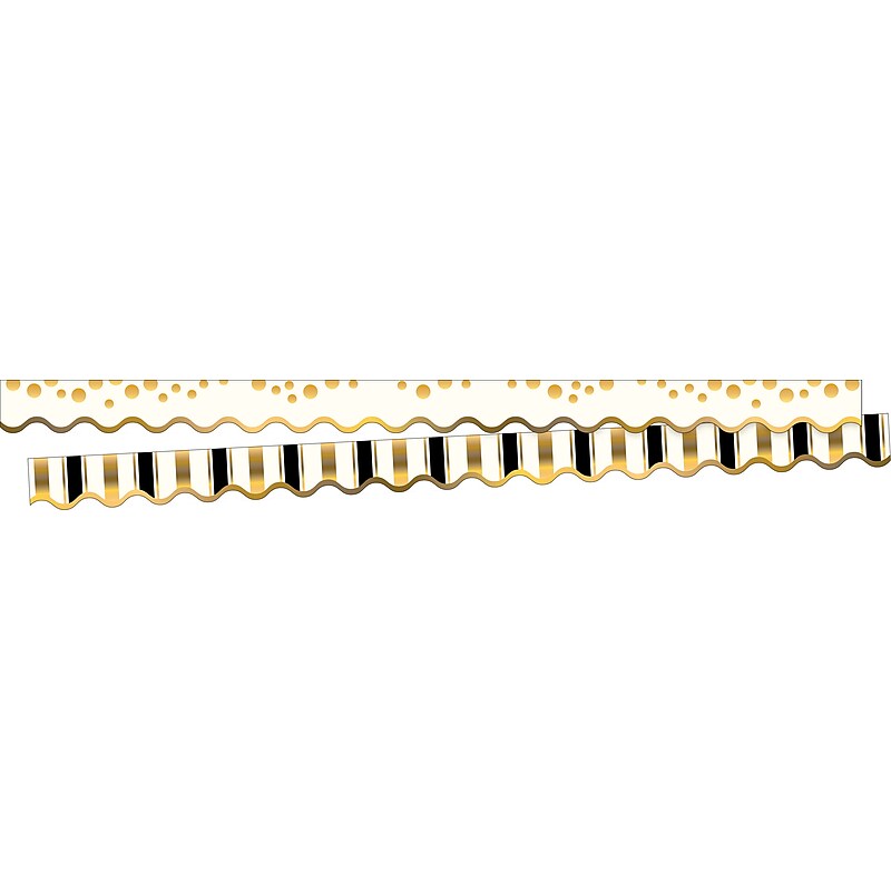 Barker Creek Double-Sided Scalloped Border, 36" x 2.25", Gold Coins, 26/Pack (BC3698) image 1