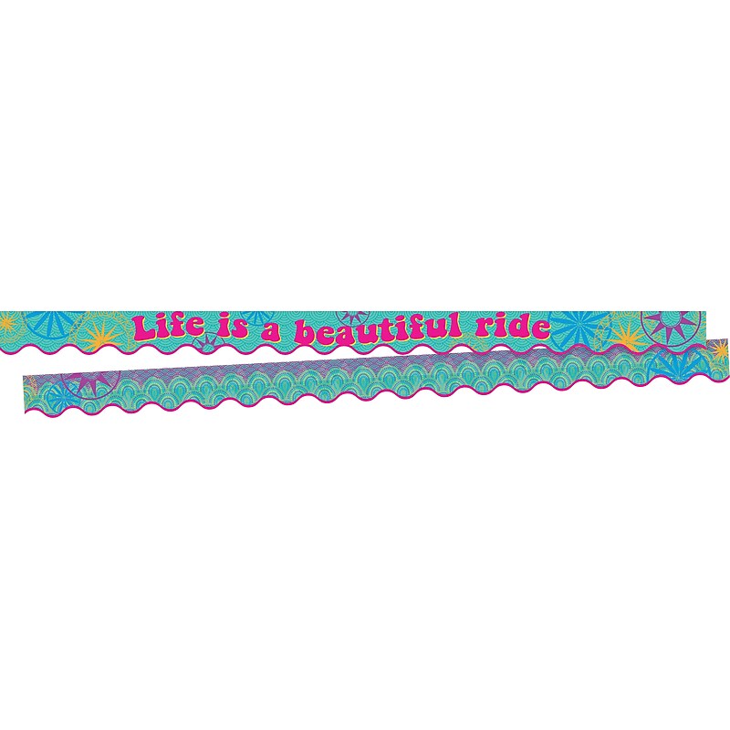 Barker Creek Double-Sided Scalloped Border with Quote, 36" x 2.25", Life is Beautiful, 26/Pack (BC3700) image 1