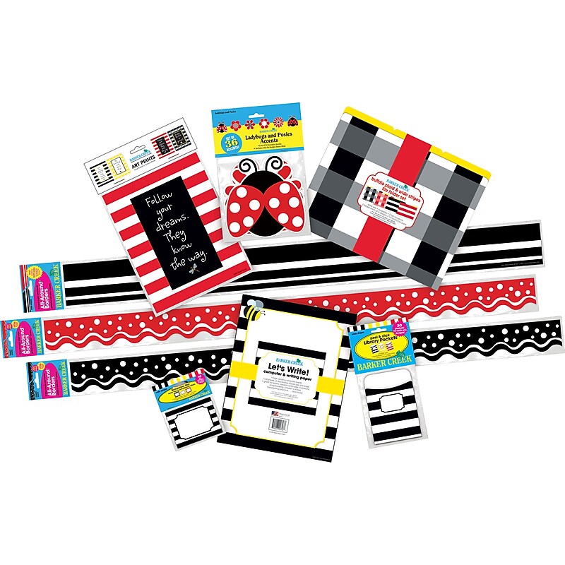 Barker Creek Follow Your Dreams Décor Set (Buffalo Plaid & Wide Stripes), 215 Pieces/Set (BC3726) image 1