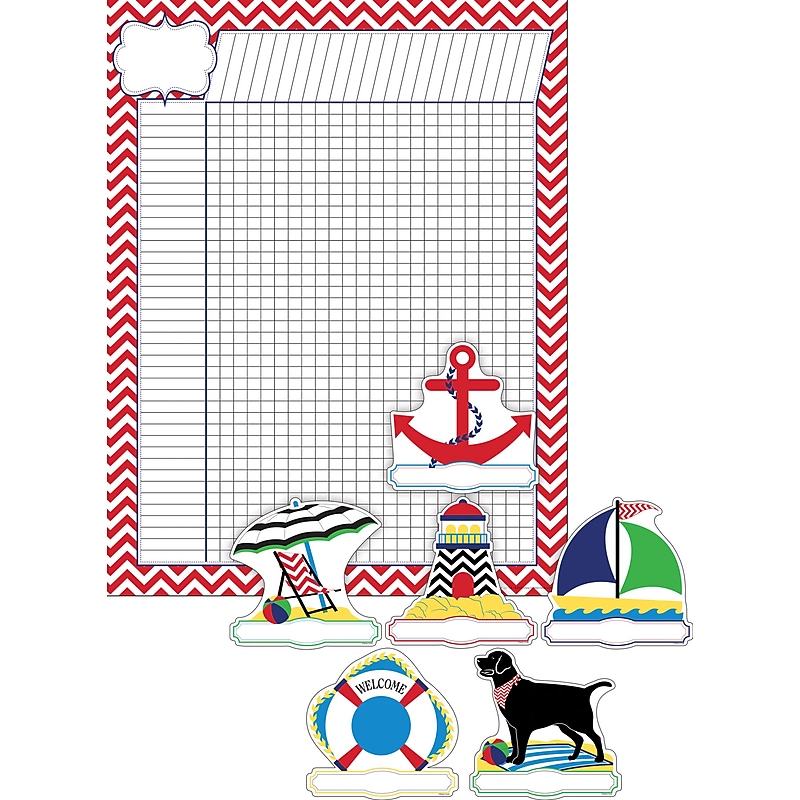 Barker Creek Nautical Chevron Incentive Chart and Accent Set, Multicolored, 37 Pieces/Set (BC3738) image 1