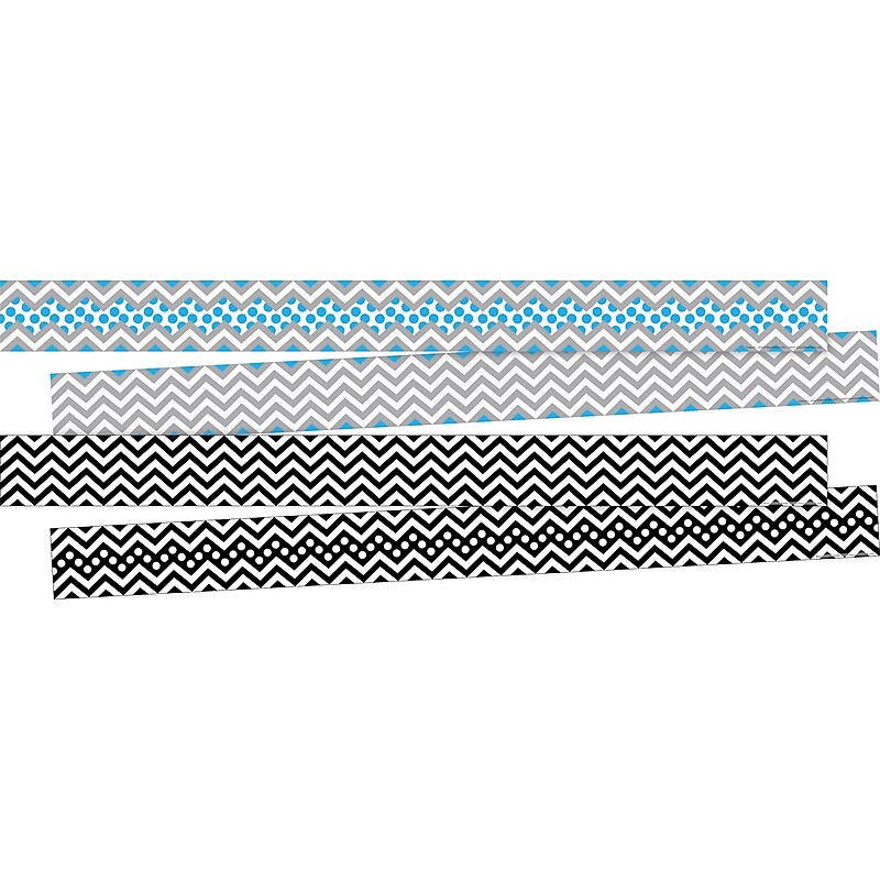 Barker Creek Double-Sided Border Set, 35" x 3", Black & Blue Chevron, 2 designs, 24/Set (BC3741) image 1