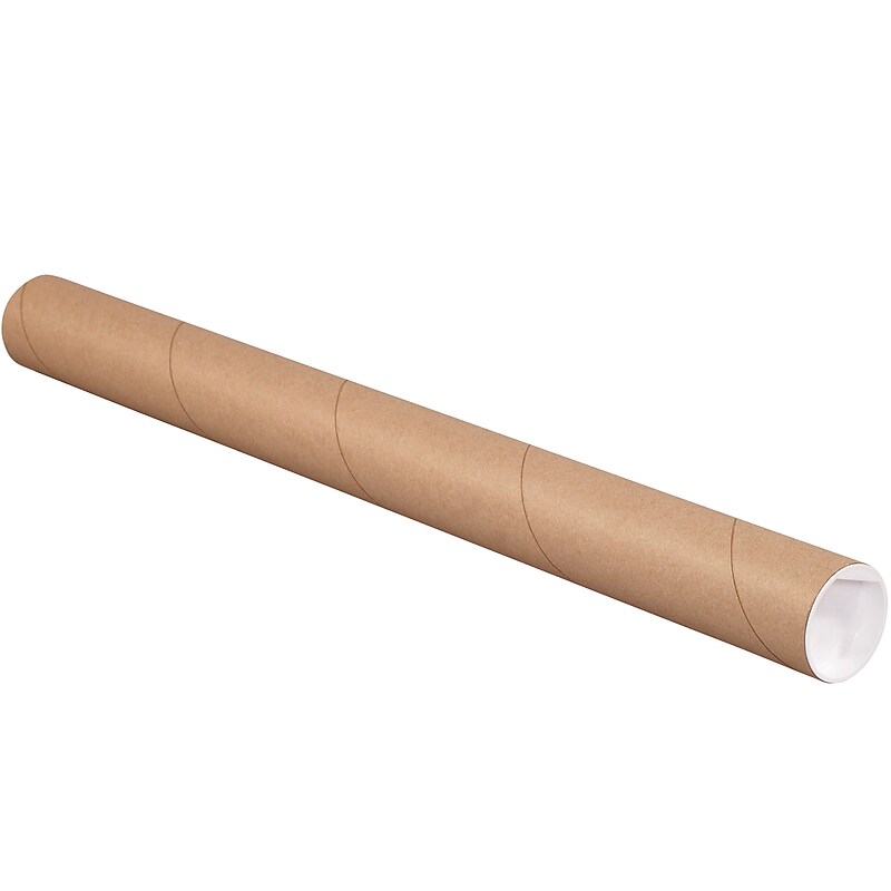 Partners Brand Mailing Tubes with Caps, 2" x 18", Kraft, 6/Case (P2018KRP6) image 1