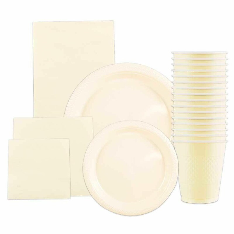 JAM PAPER Party Supply Assortment, Ivory, Plates, Napkins, Cups & Tablecloth, 6/Pack (255PPIVRS) image 1