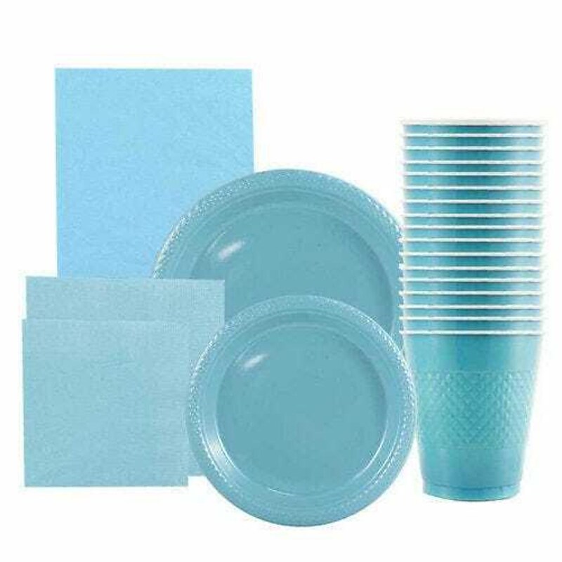 JAM PAPER Party Supply Assortment, Sea Blue, Plates, Napkins, Cups & Tablecloth, 6/Pack (225PPSBLUS) image 1