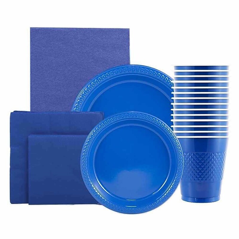 JAM PAPER Party Supply Assortment, Blue, Plates, Napkins, Cups & Tablecloth, 6/Pack (255PPBLUS) image 1