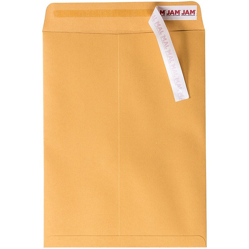 JAM Paper Open End Envelopes, 28lb, 9 x 12, Brown Kraft, 50 Pack (75456-50) image 1