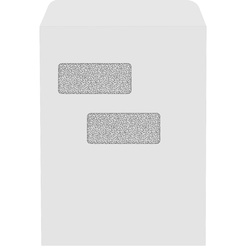 JAM Paper 9 x 12 Open End Double Window Envelopes, Security Tint, 28lb, White, 500 Pack (912DW-28WST-500) image 1