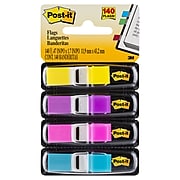 Post-it® Flags, .47" Wide, Assorted Colors, 140 Flags/Pack (683-4AB)