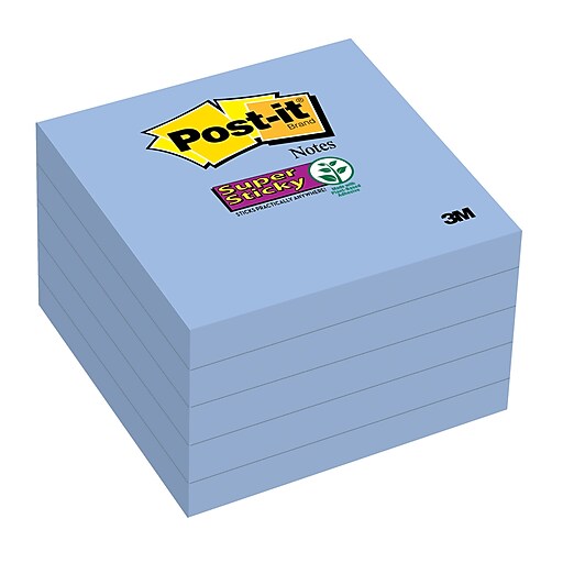 Postit® Super Sticky Notes, 3" x 3" , Mediterranean Blue, 90 Sheets