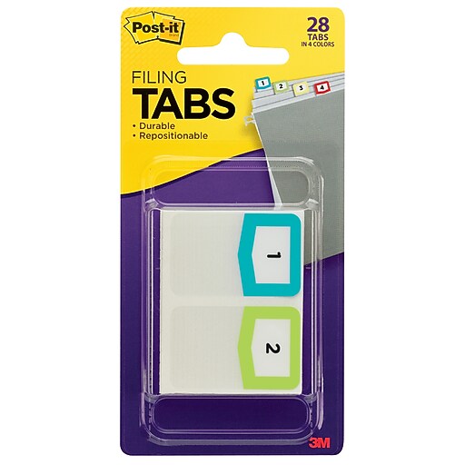 Postit® Preprinted Number Tabs, Assorted Colors, 28 Tabs/Pack (686NMBR) at Staples