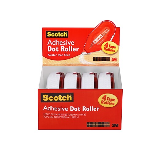 Scotch® Adhesive Dot Roller Value Pack, .31" x 49', 4/Pack at Staples