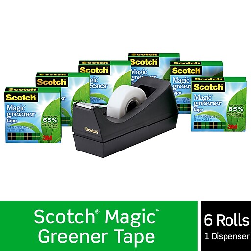 Scotch® Magic™ Greener Tape with Dispenser, Invisible, Write On, Matte