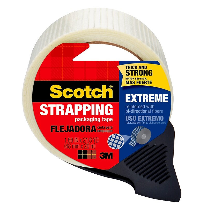 Scotch® Extreme Shipping Strapping Tape with Dispenser, 1.88" x 21.8 yds., Translucent (8959-RD) image 1