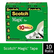 Scotch® Magic™ Tape Refill, Invisible, Write On, Matte Finish, 3/4" x 27.77 yds., 1" Core, 10 Rolls (810K10)