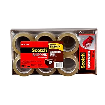 Scotch® Commercial Grade Shipping Packing Tape, 1.88" x 54.6 yds., Clear, 12 Rolls (3750-12-DP3)