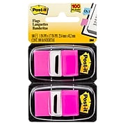 Post-it® Flags, 1" Wide, Pink, 100 Flags/Pack (680-BP2)