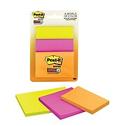Post-it® Super Sticky Notes, Rio De Janeiro Collection, Assorted Sizes and Colors, 45 Sheets/Pad, 3 Pads/Pack (3432-SSAU)