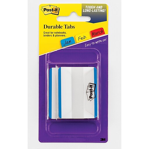 Postit® Durable Tabs, 2" Wide, Solid, Blue, 50 Tabs/Pack (686F50BL) Staples
