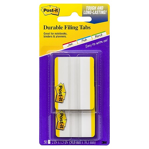 Postit® Durable Tabs, 2" Wide, Solid, Yellow, 50 Tabs/Pack (686F50YW