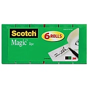Scotch® Magic™ Tape Refill, Invisible, Write On, Matte Finish, 3/4" x 22.2 yds., 1" Core, 6 Rolls (810S6)
