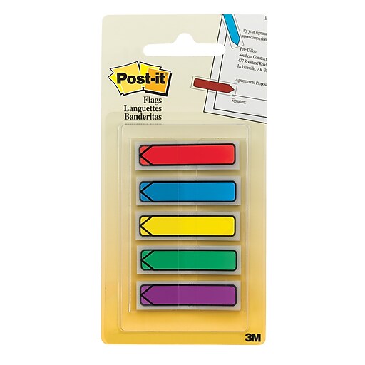 Postit® Arrow Flags, .47" Wide, Assorted Colors, 100 Flags/Pack (684ARR1) at Staples