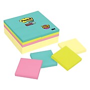 Post-it® Super Sticky Notes, 3" x 3" Miami Collection, 90 Sheets/Pad, 24 Pads/Pack (654-24SSCYM)